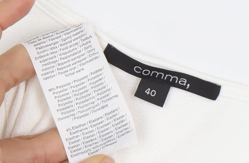 Comma Women White Wrap Blouse Short Sleeve V-Neck Size 12