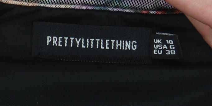 PRETTYLITTLETHING Womens Multicoloured Bodycon Ruched Dress Size 10