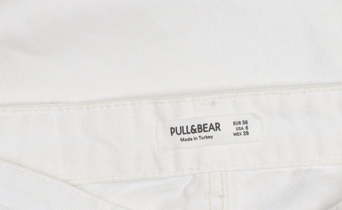 Pull&Bear Women's White Straight Regular Fit Jeans Size 10