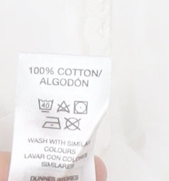Dunnes Women White Cotton Embroidered Sleeveless Tunic Blouse M
