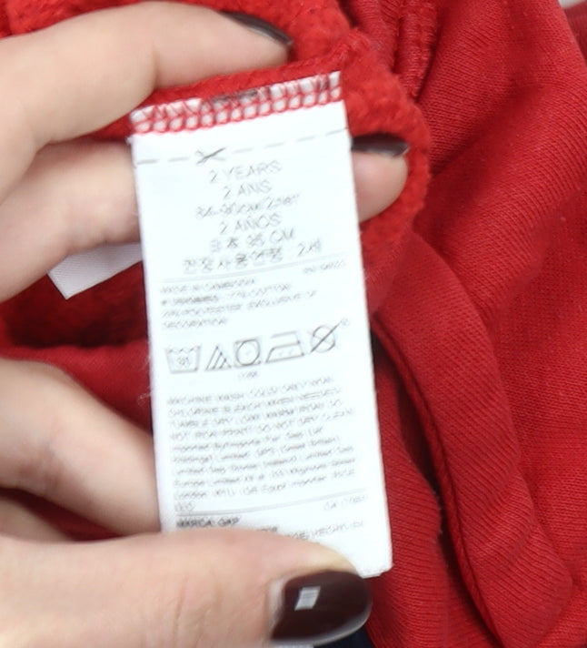 Gap Boys Red Jogger Sweatpants 2 Years Elastic Waist Side Stripe