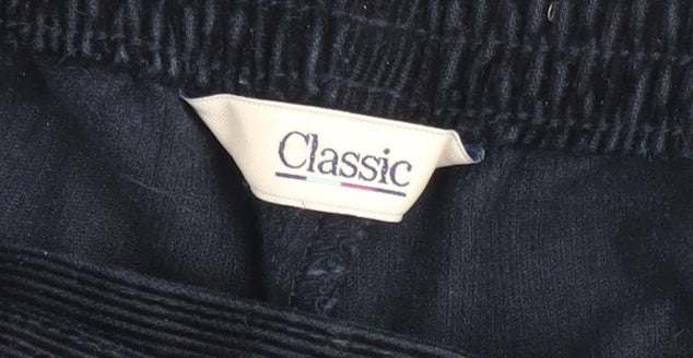 Marks & Spencer Men Black Classic Corduroy Trousers Size L Regular Fit