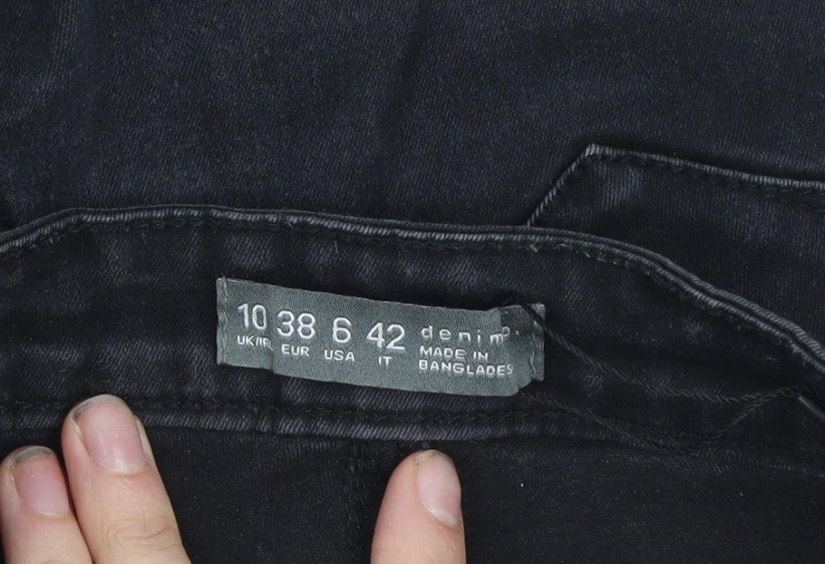 Denim & Co. Womens Black Skinny Jeans Size 10 Stretch Mid Rise