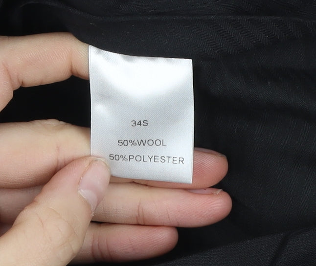 Scott & Taylor Men's Black Wool Blend Dress Trousers 34S
