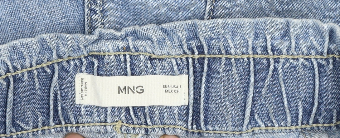 Mango Women’s Blue Cotton Paperbag Denim Shorts Size S