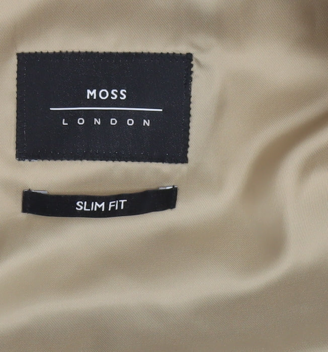 Moss London Grey Check Slim Fit Men's Waistcoat Size 36 Regular
