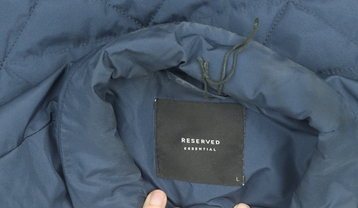 RESERVED Womens Blue Quilted Mid-Length Lightweight Jacket L