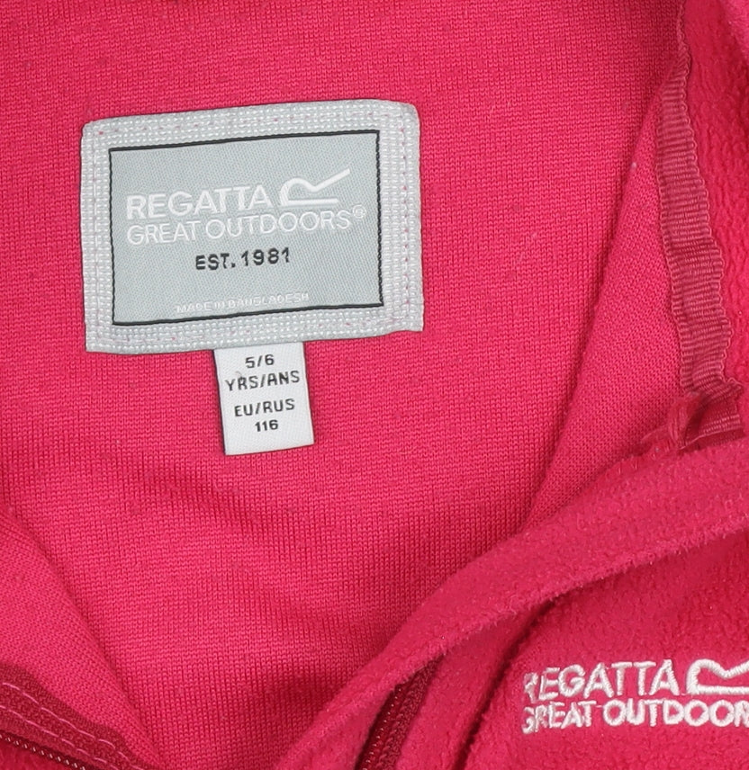 Additional view of Regatta girls’ pink fleece 1/4 zip pullover sweatshirt 5-6 years