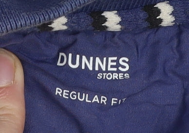 Dunnes Men's Blue Striped Regular Fit Cotton Polo Shirt Medium