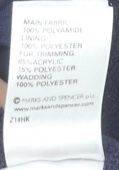 Marks & Spencer Unisex Baby Blue Hooded Faux Fur Parka Coat 18-24 Months