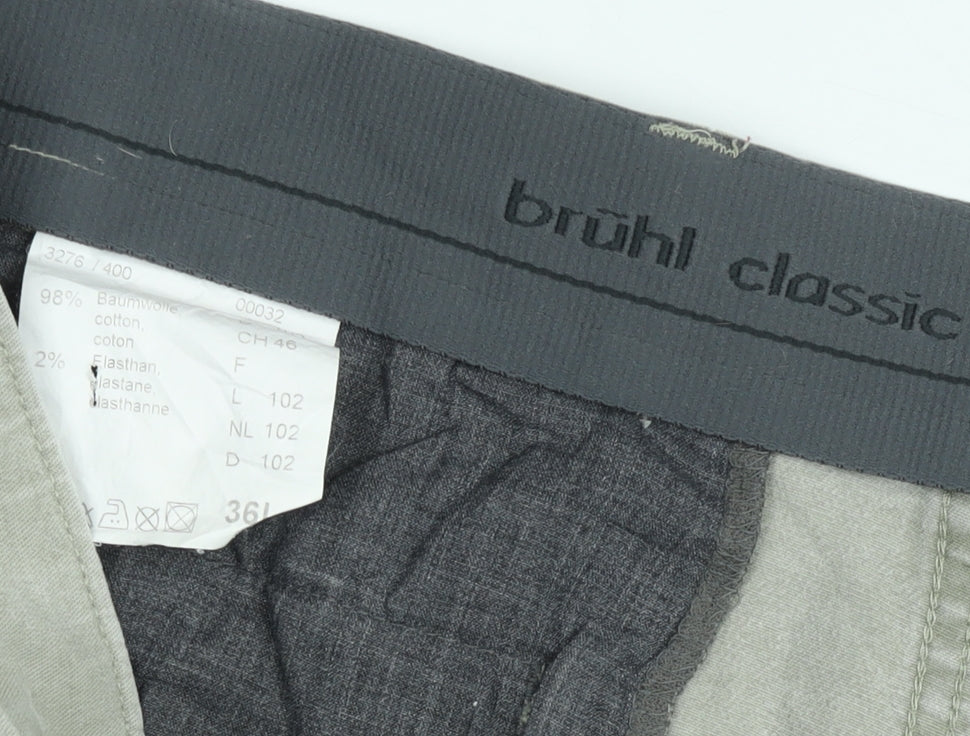 Brühl Classic Men's Beige Chino Trousers 36L Cotton Stretch