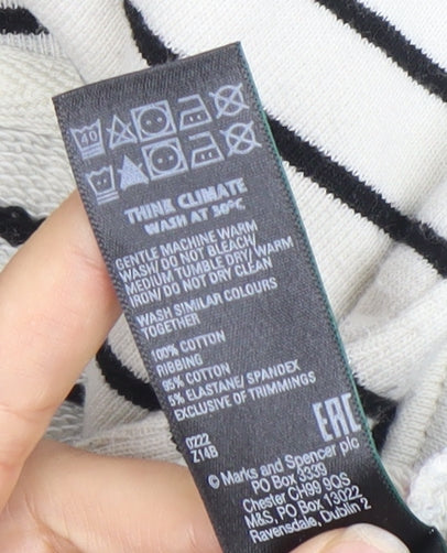 Marks & Spencer Women’s Black & White Stripe Cotton Hoodie UK 6