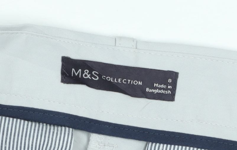 Marks & Spencer Men's Grey Regular Fit Chino Trousers Size 8