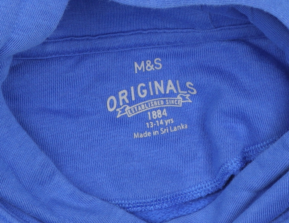 Marks & Spencer Boys Blue Pullover Hoodie 13-14 Years Gamer Graphic