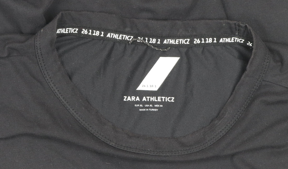 Zara Men's Black Athleticz XL Crew Neck Short Sleeve T-Shirt