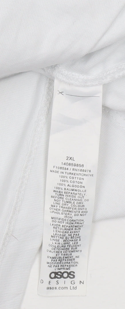 Brand and care label for ASOS Women White 2XL Disney Mickey Minnie Relaxed Cotton T-Shirt
