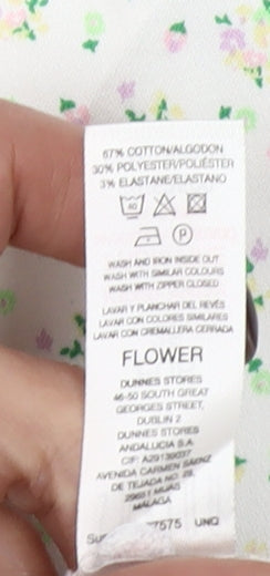 Dunnes Women's White Floral Skinny Trousers Size 8