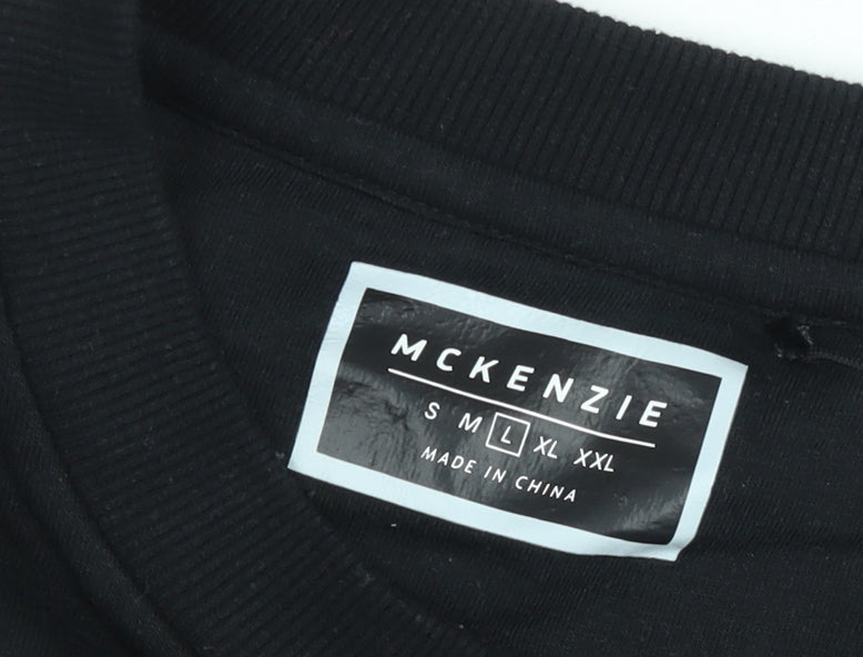 McKenzie Men's Black L Pullover Crew Neck Sweatshirt