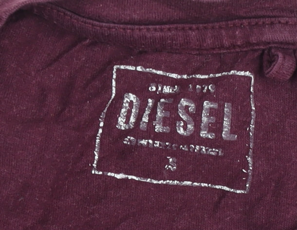 Diesel Womens Purple Cotton Short Sleeve Crew Neck T-Shirt Size S