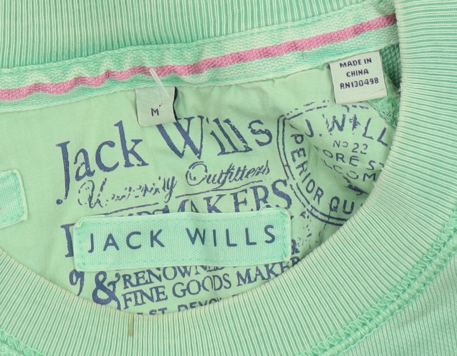 Jack Wills Men's Green Cotton Graphic Pullover Sweatshirt Size M
