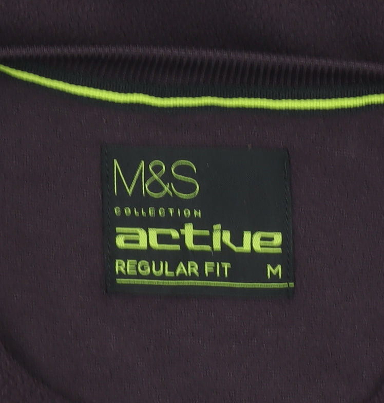 Marks & Spencer Men's Purple Fleece Sweatshirt M Regular Fit Active