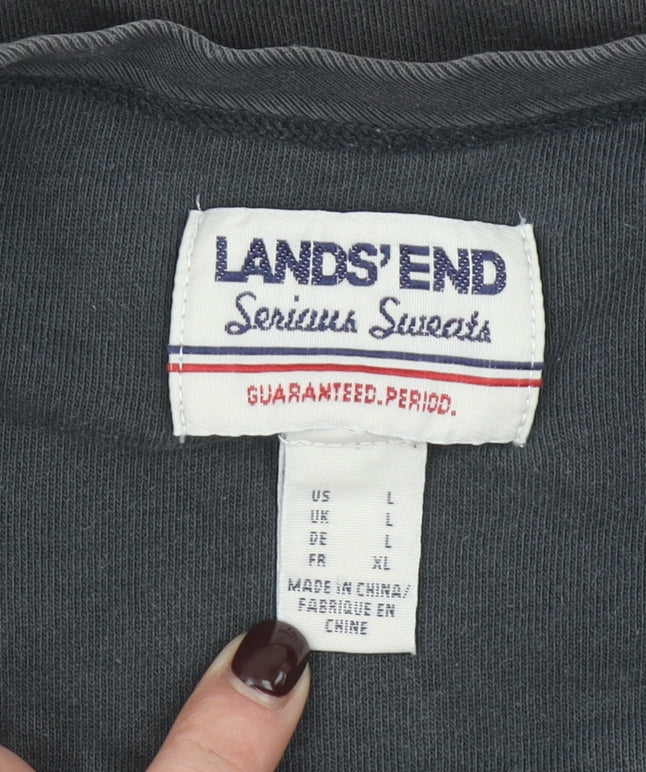 Lands' End Men's Black L Pullover Sweatshirt Graphic Print
