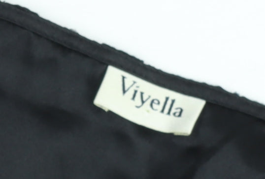 Viyella Women Black Lace Pencil Skirt Size 16 Knee Length