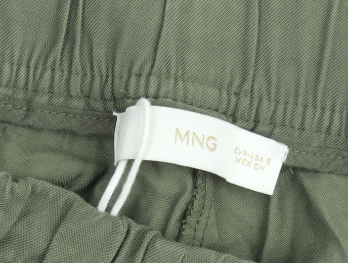 Mango Women Green Viscose Jogger Trousers Size S Casual Lightweight
