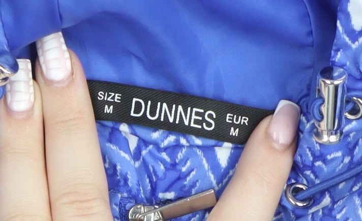 Dunnes Women Blue Hooded Rain Coat Jacket Size M
