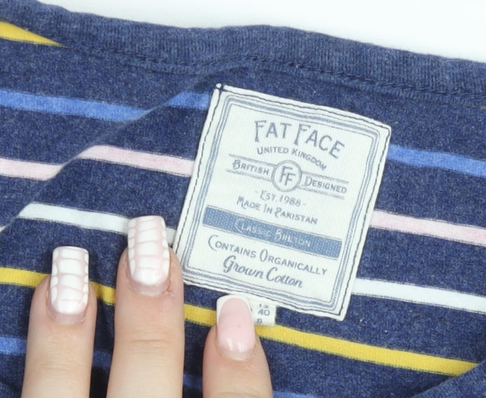 FatFace Women's Blue Striped Organic Cotton Long Sleeve Jumper Size 13
