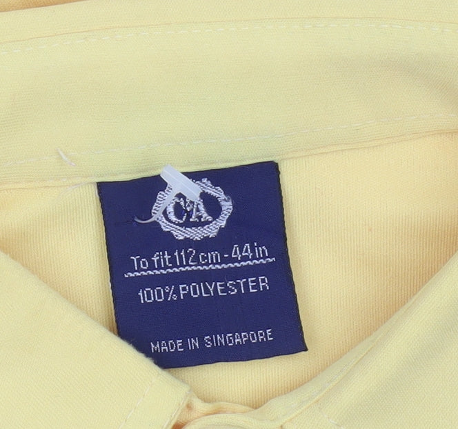 Brand and care label for C&A Men's Yellow Classic Short Sleeve Button-Up Shirt 44in Polyester