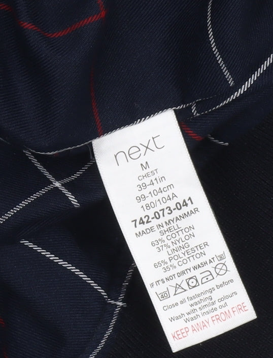 Next Mens Blue Bomber Jacket M Regular Cotton Nylon Zip Up