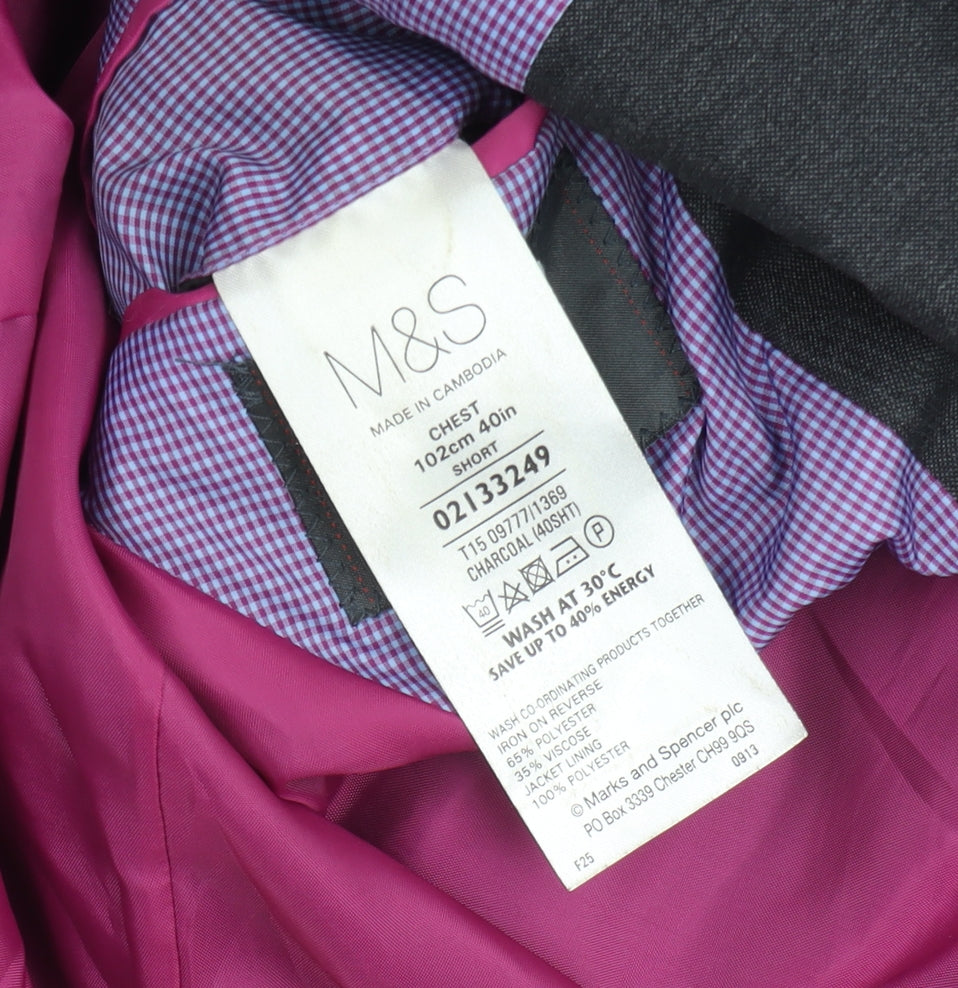 Marks & Spencer Men's Grey 40 Short Regular Fit Suit Jacket