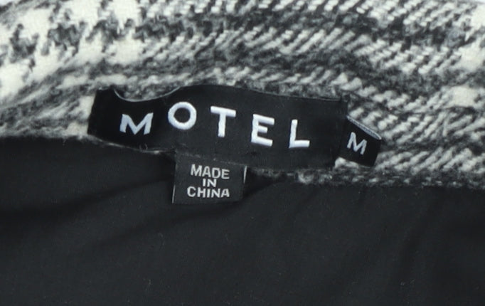 Motel Rocks Women’s Black Check Shacket Jacket Size M Checked Button Up Coat