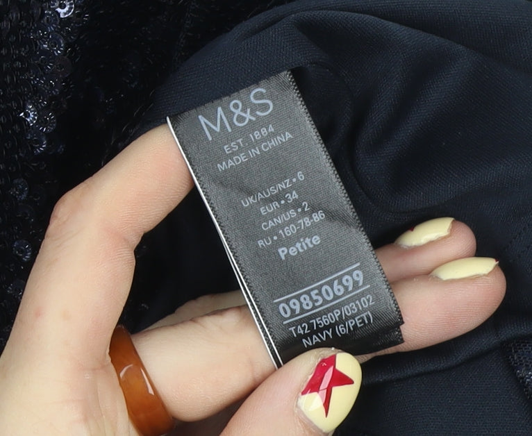 Marks & Spencer Women’s Petite Navy Sequin Bodycon Dress Size 6