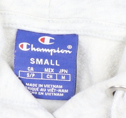 Champion Men's Grey Small Pullover Hoodie Logo Fleece Sweatshirt
