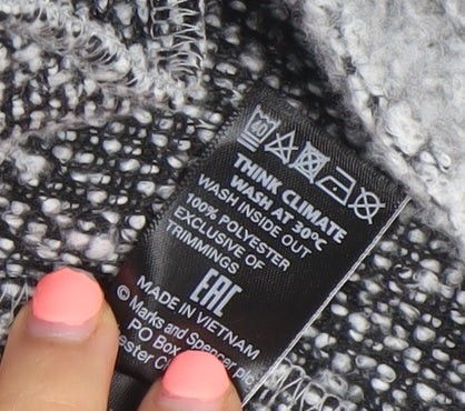 Marks & Spencer Women’s Grey Long Open Coat Size 10 Polyester Tweed