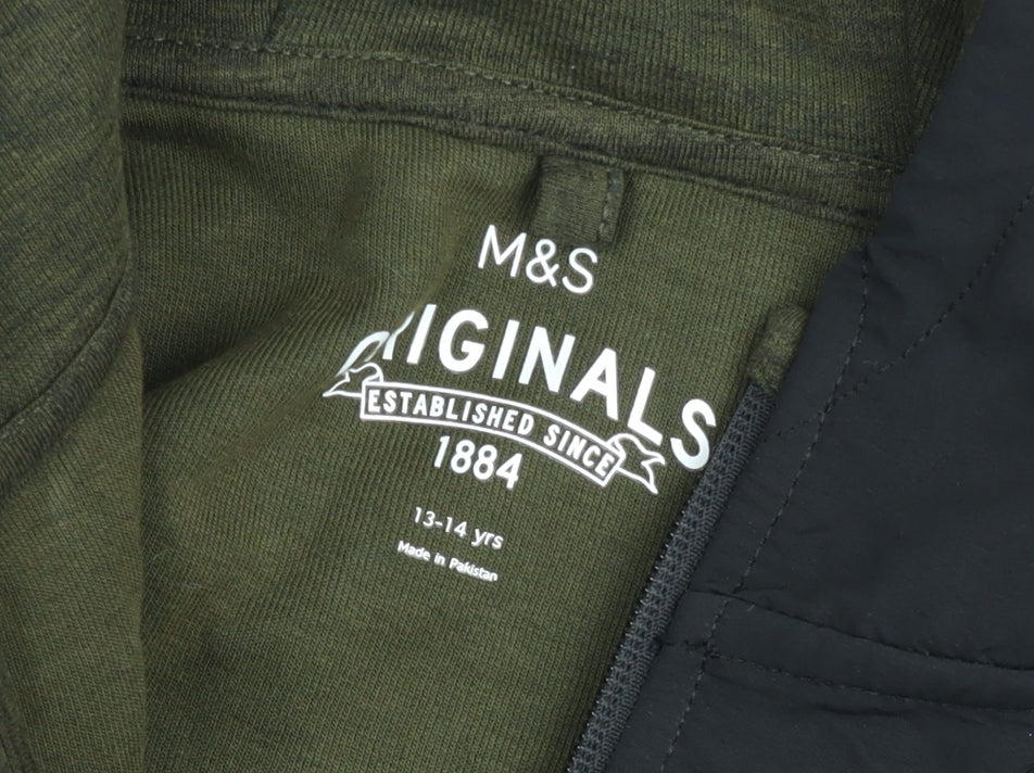 Marks & Spencer Teens Green Full Zip Hoodie Size 164 Hooded Sweatshirt