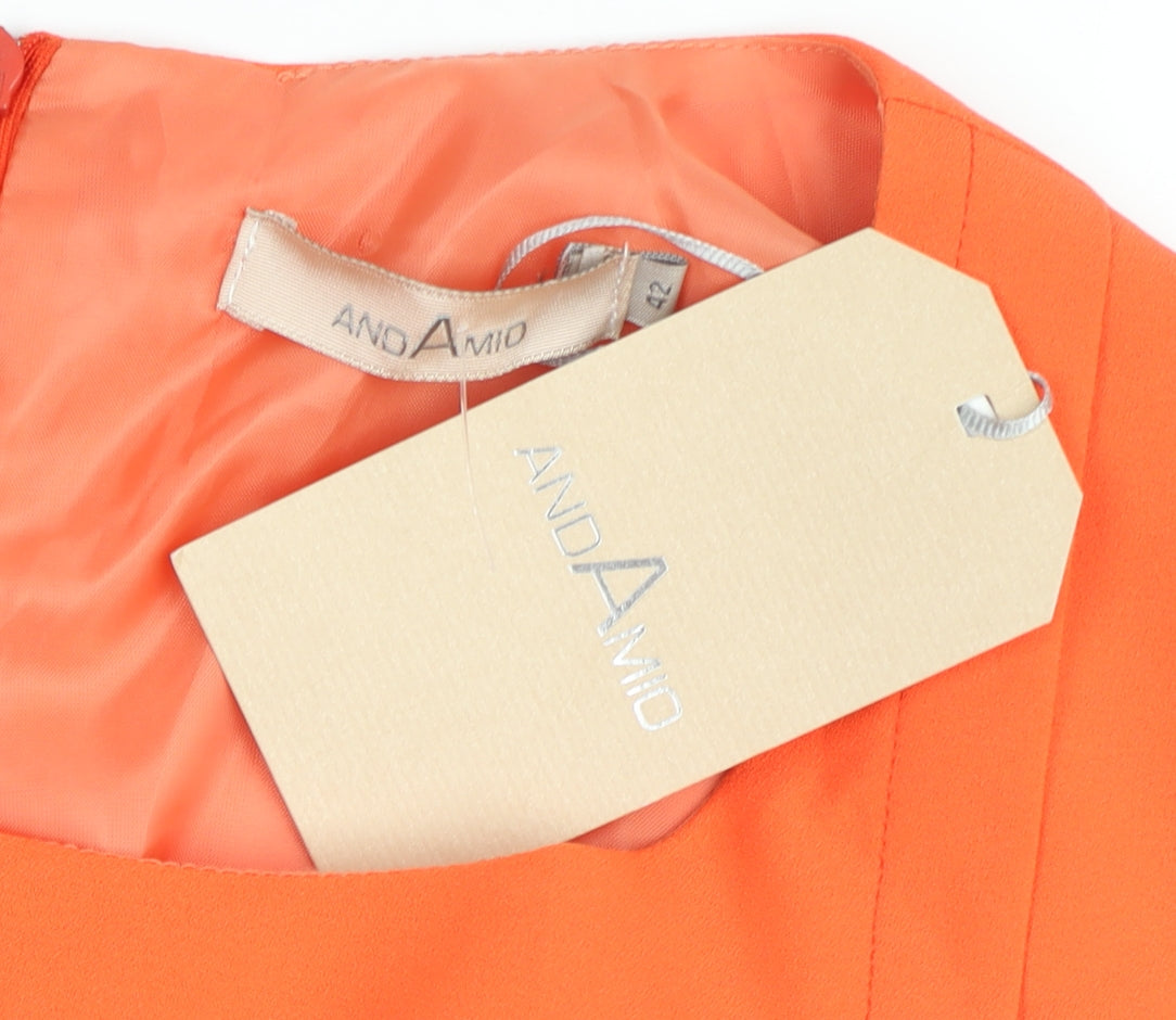 Andamio Women’s Orange Sleeveless Sheath Knee Length Dress Size 14