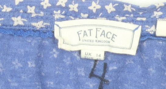 FatFace Women Blue Floral V-Neck Tunic Blouse UK 14