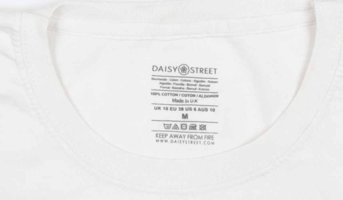 Daisy Street Women’s White Self Care Graphic T-Shirt Size 10 M