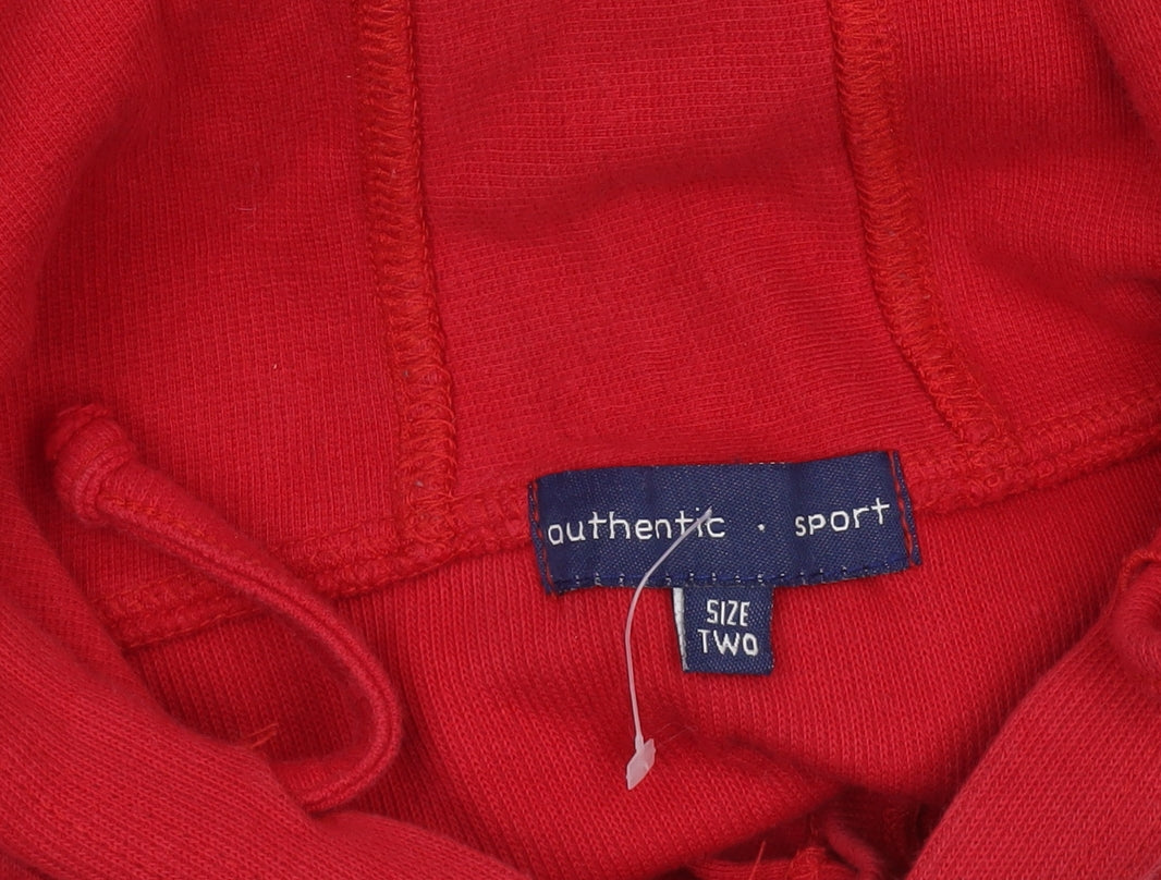 Authentic Men's Red Fleece 1/2 Zip Hoodie Size M