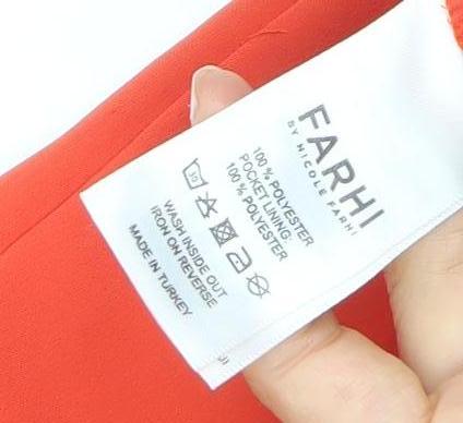 Farhi by Nicole Farhi Women’s Red Polyester Wide-Leg Trousers Size 14 L