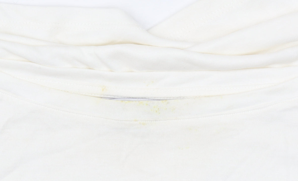 Great Plains Women Ivory Modal Blend Short Sleeve Boat Neck T-Shirt M