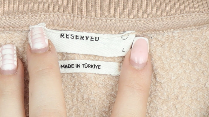 RESERVED Women’s Beige Crochet Panel Pullover Sweatshirt L