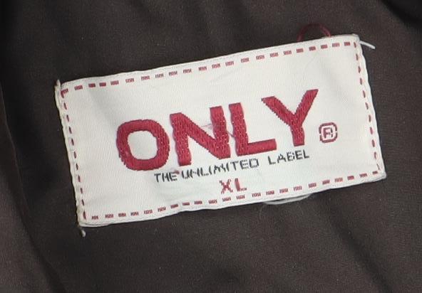 Only Womens Brown Quilted Puffer Jacket XL Casual Zip Up