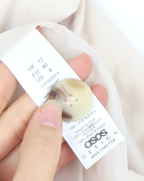 Brand and care label for ASOS Design Women's Beige Single-Breasted Blazer UK 12 Polyester