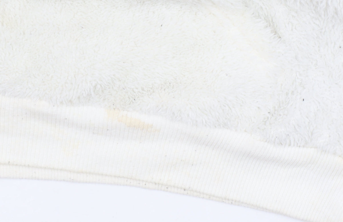 boohooMAN Men's White Fleece Pullover Hoodie M Cartoon Graphic