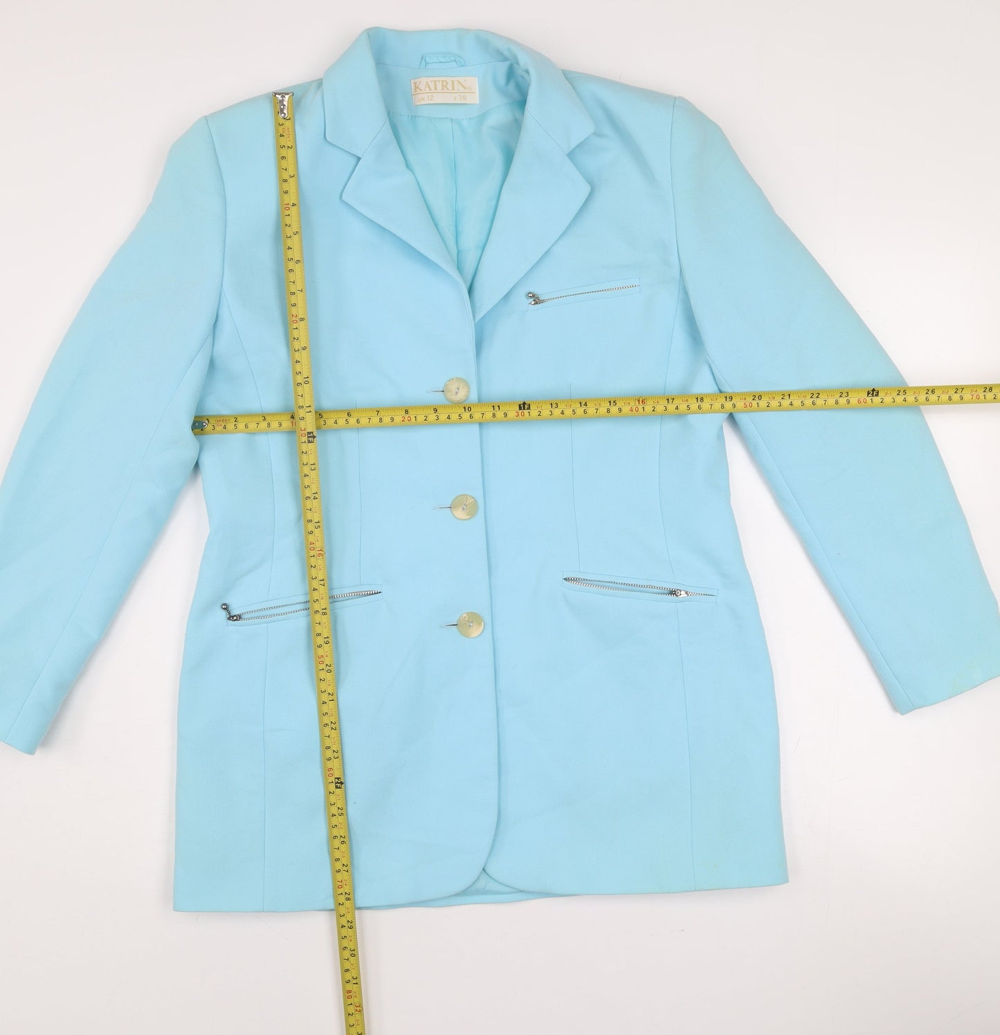 Katrin Women's Blue Long Single-Breasted Suit Jacket UK 12