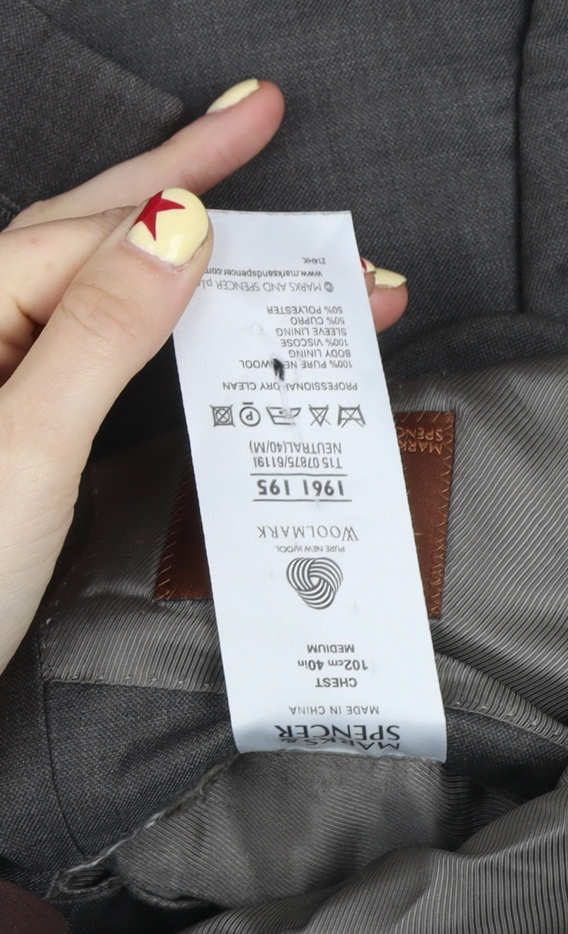 Marks & Spencer Men’s Grey Wool Blazer Jacket Medium 40in Classic Fit